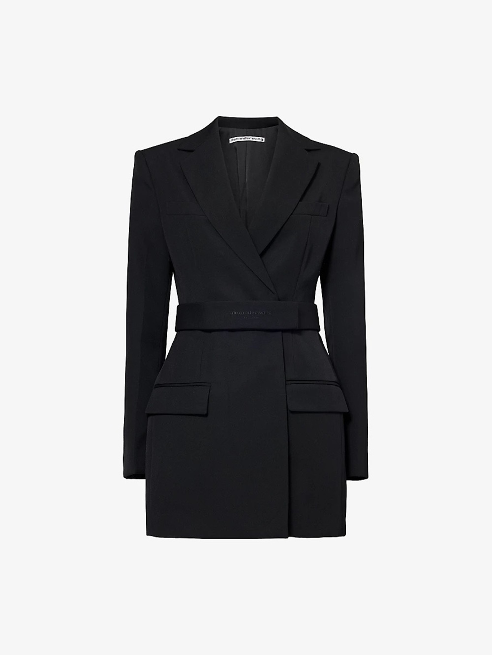 NWOT Alexander Wang Dry Wool Twill Tailored Blazer Jacket Dress w/ Logo Belt 0